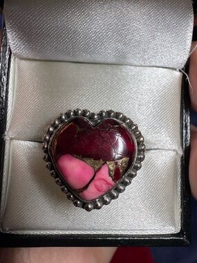 Ring Red Rose Dahlia Turquoise Heart 925 Sterling Silver